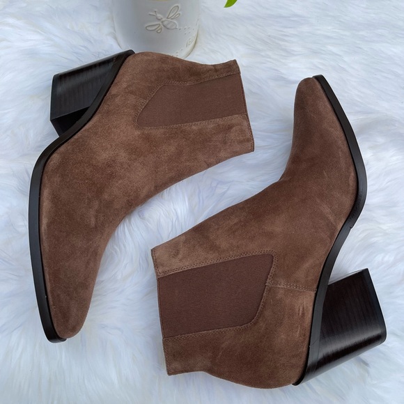 RAG & BONE Razor Brown suede pointed toe Block heel chelsea boot women 40/ 10 - Picture 2 of 11